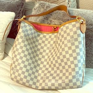 RARE Louis Vuitton Delightful MM Damier Azur pink